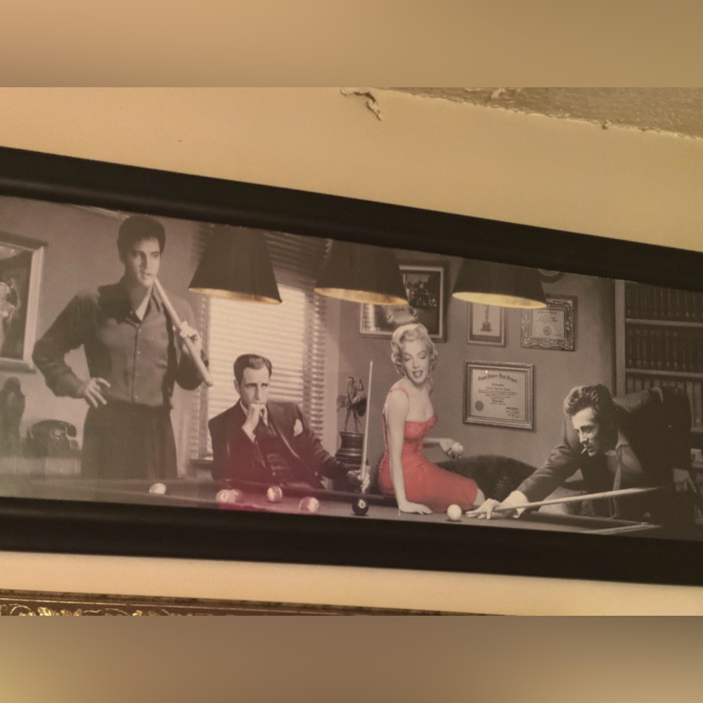 Marilyn Monroe pool table framed photo